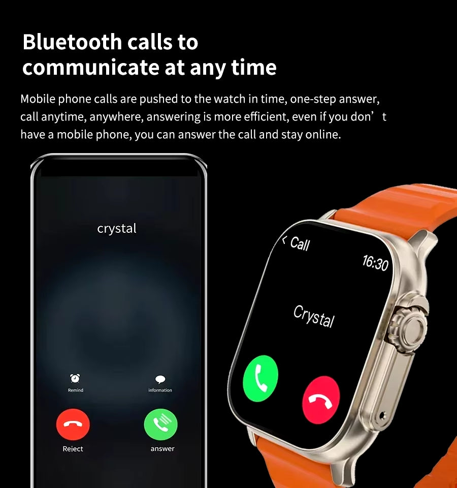 T900 Ultra Smartwatch - Bluetooth Communication, Message Notifications, Heart Rate Monitoring, and Sports Features for Android and iOS Users (Men and Women)