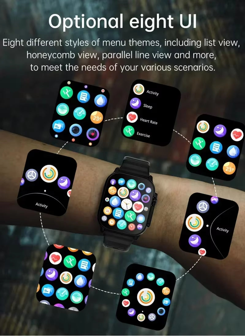 T900 Ultra Smartwatch - Bluetooth Communication, Message Notifications, Heart Rate Monitoring, and Sports Features for Android and iOS Users (Men and Women)