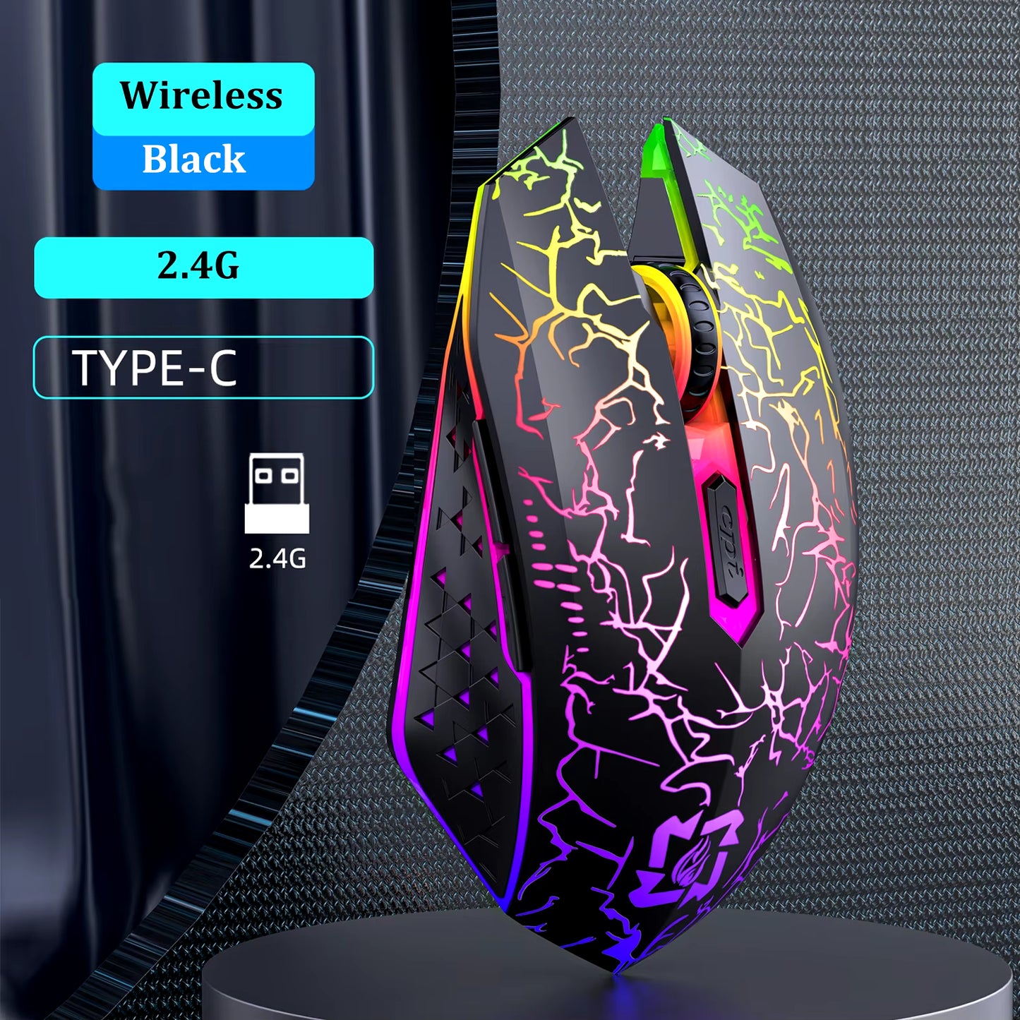2.4G Bluetooth Rechargeable Wireless Gaming Mouse with Silent Operation and Adjustable DPI (800-1200-1600) for PC, Laptop, and MacBook