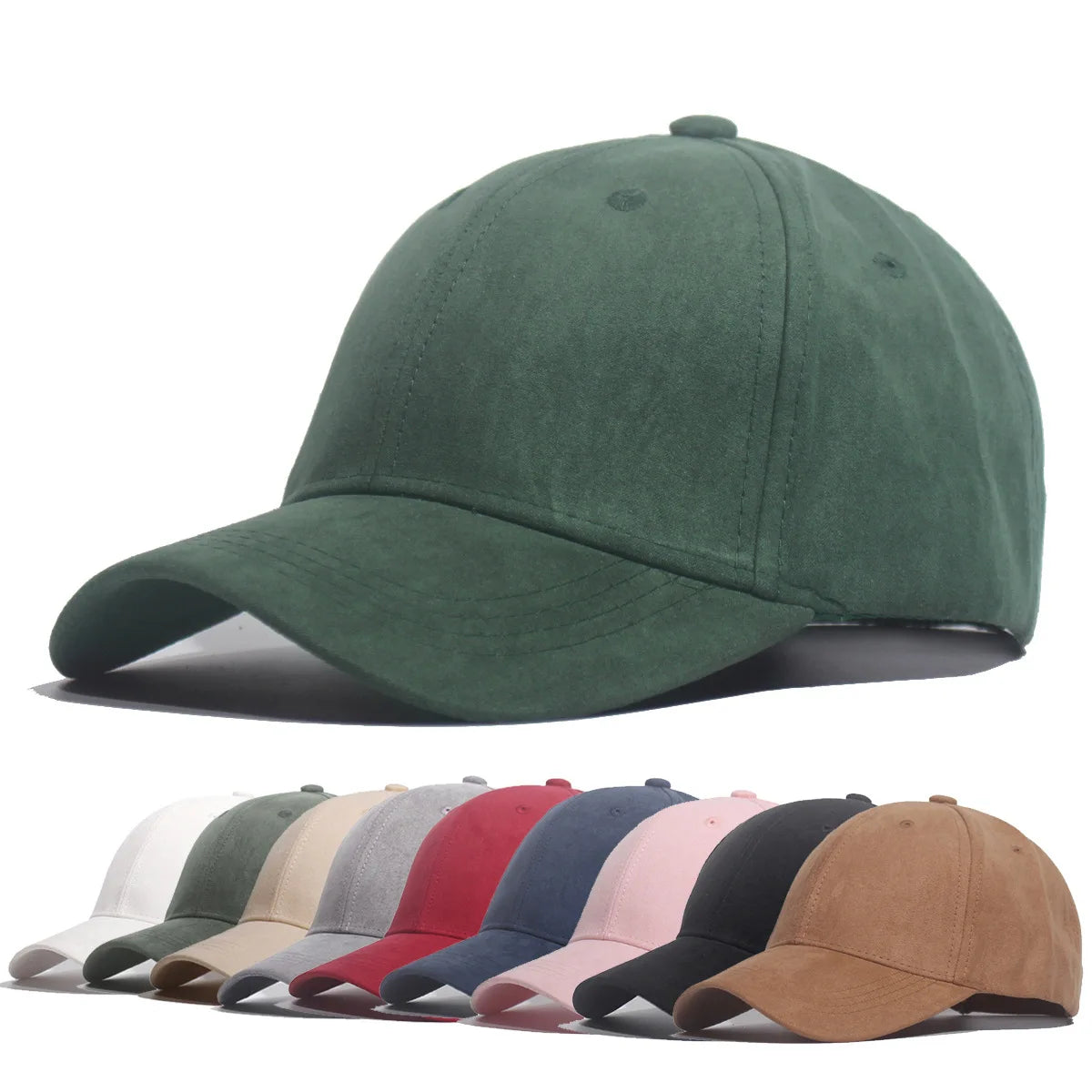 High-Quality Solid Suede Snapback Baseball Caps for Men and Women in Yellow, Green, and Khaki