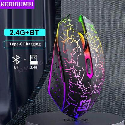 2.4G Bluetooth Rechargeable Wireless Gaming Mouse with Silent Operation and Adjustable DPI (800-1200-1600) for PC, Laptop, and MacBook