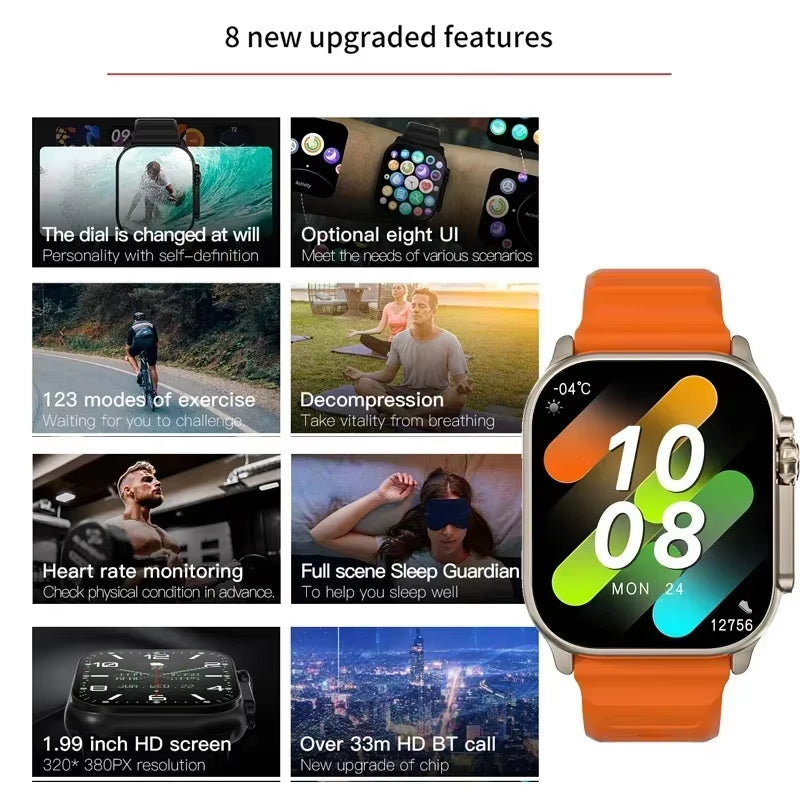 T900 Ultra Smartwatch - Bluetooth Communication, Message Notifications, Heart Rate Monitoring, and Sports Features for Android and iOS Users (Men and Women)