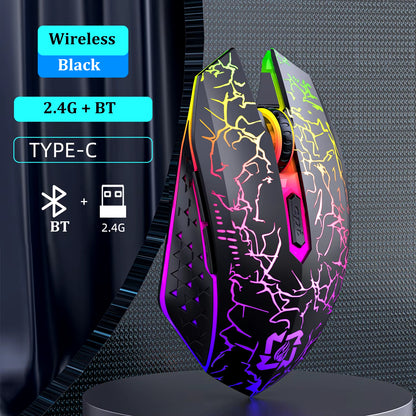 2.4G Bluetooth Rechargeable Wireless Gaming Mouse with Silent Operation and Adjustable DPI (800-1200-1600) for PC, Laptop, and MacBook