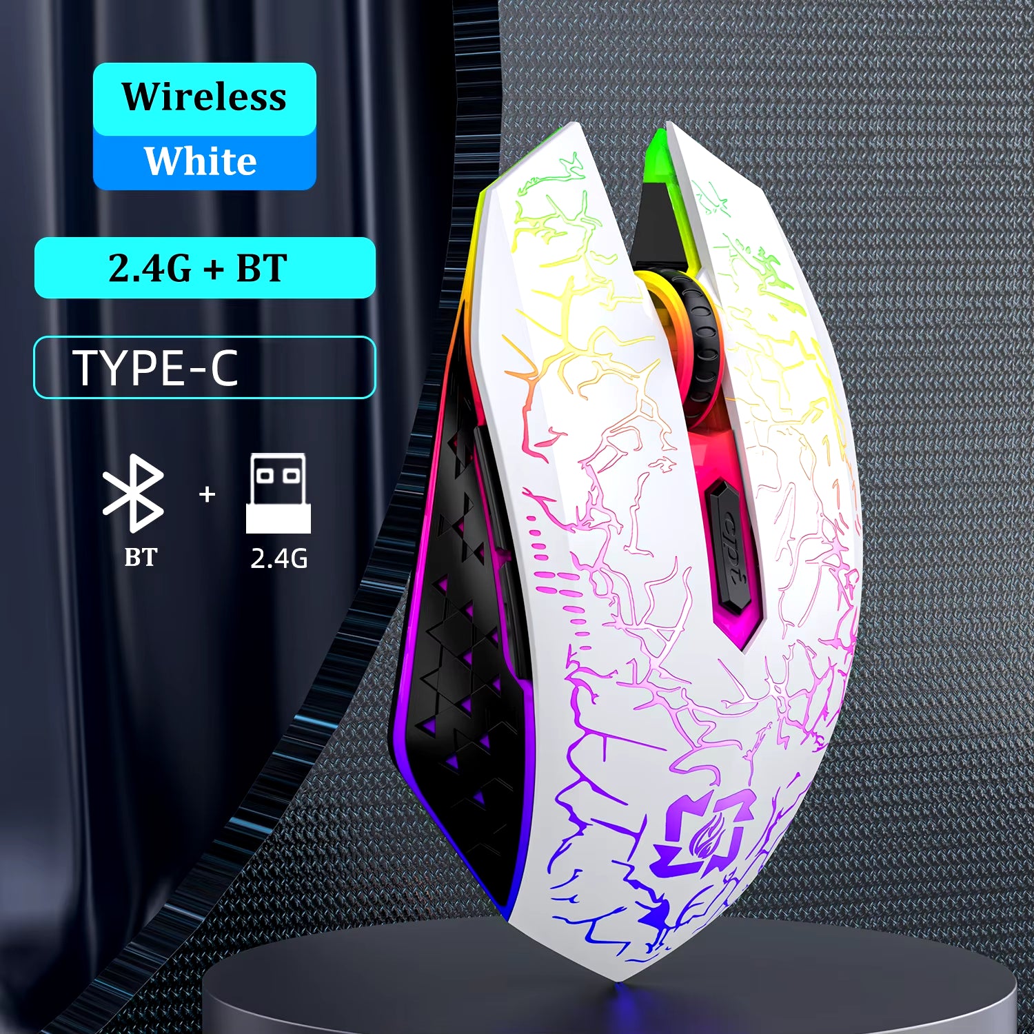2.4G Bluetooth Rechargeable Wireless Gaming Mouse with Silent Operation and Adjustable DPI (800-1200-1600) for PC, Laptop, and MacBook